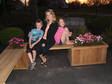 Teak bench and THRE planters--great conversation piece!