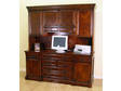 Large Dark Cherry Computer Credenza & Hutch Bookcase