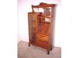 Oak Side by Side with Leaded Glass Door,  Desk and Bookcase